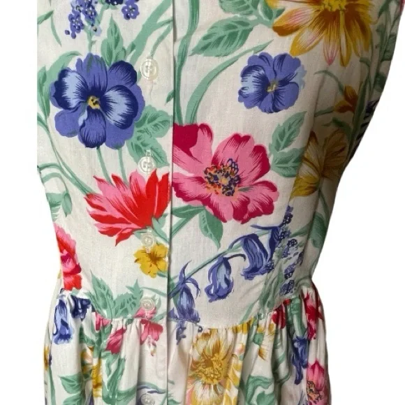 Together Vintage 80’s Floral Midi Dress with Halter Neck Sz 12 - Picture 4 of 6